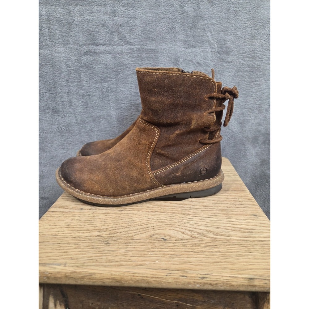 Born Taran Boots Women's Size 7.5 Brown Distressed Suede Leather Ankle Booties - Picture 2 of 13